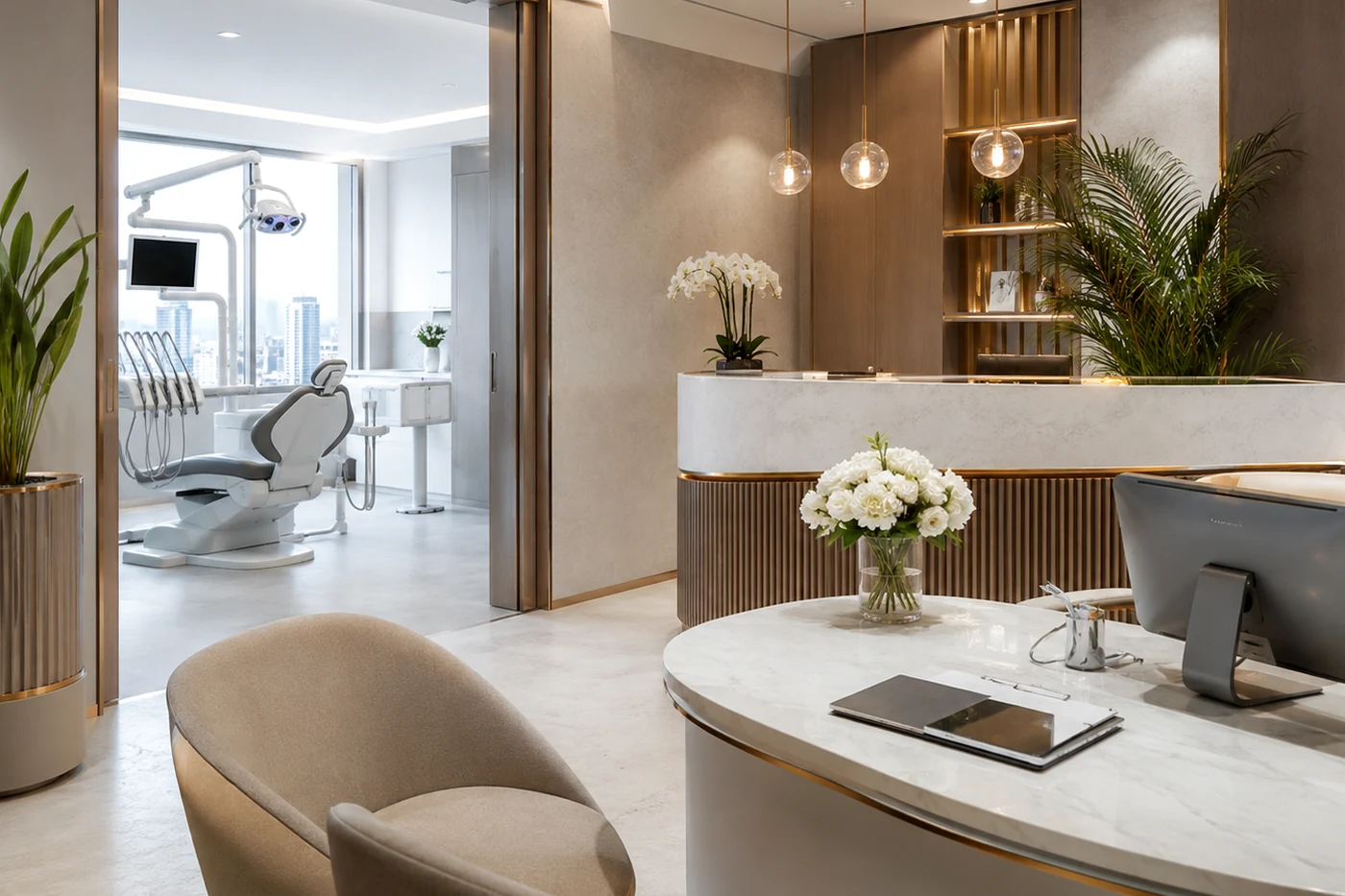 International patient reviewing dental clinic verification, dentist credentials, treatment planning, materials and aftercare with a dental consultant in Turkey.
